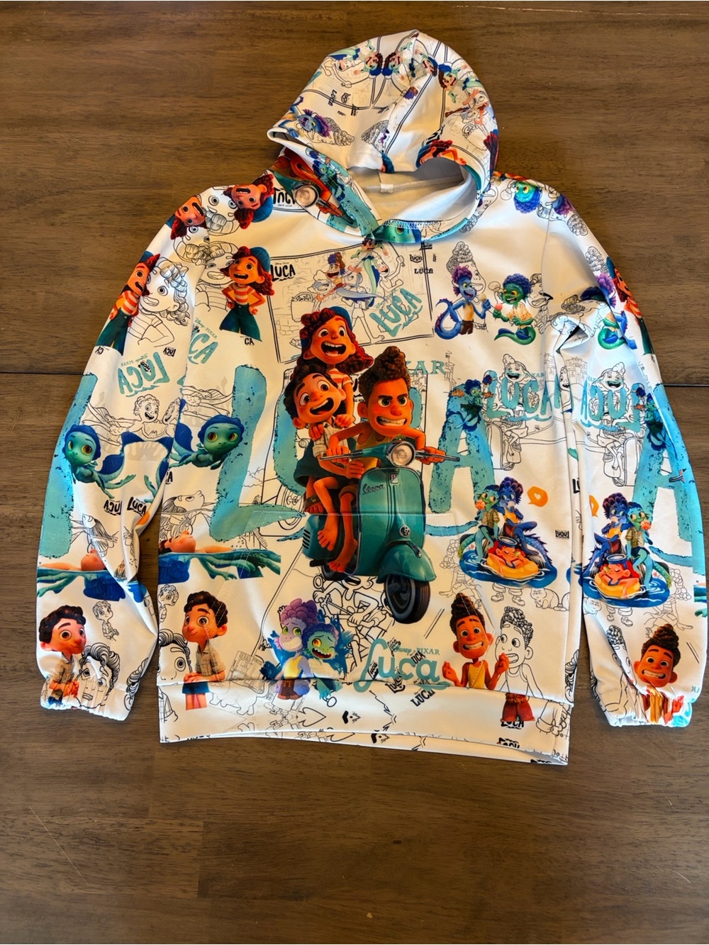 Disney Luca kids White & Teal Character Hoodie